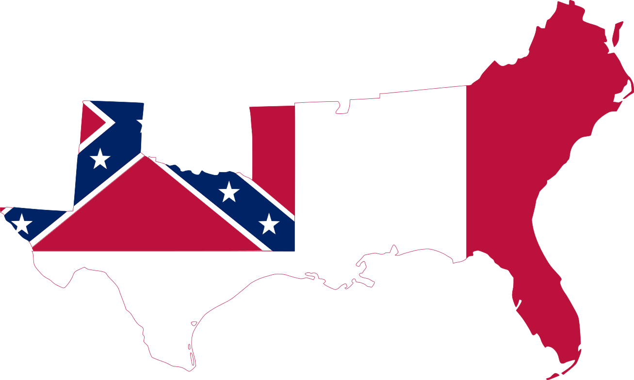 Flag-map Of The Confederate States - Confederate States Flag Map Clipart (1280x768), Png Download