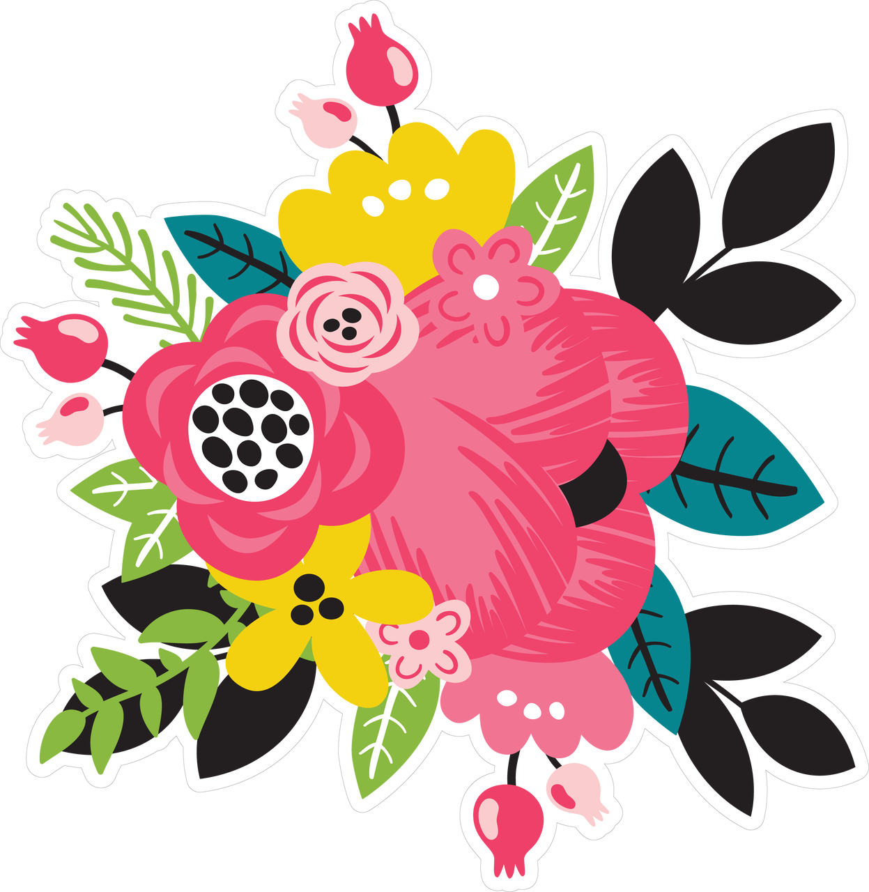 Summer Flower Bundle Print & Cut File - Pinterest Clipart (1247x1280), Png Download