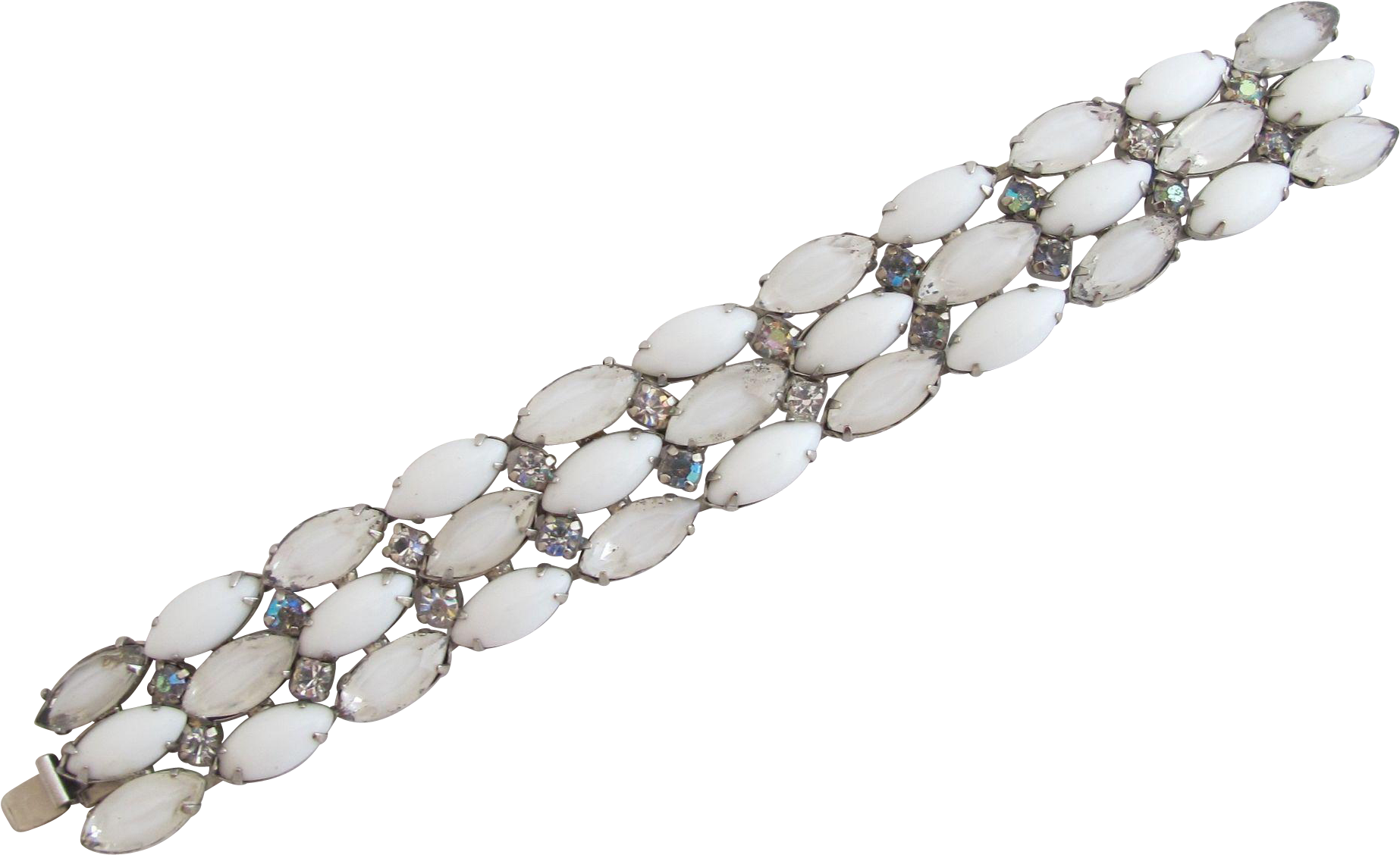 Vintage Kramer White Milk And Art Glass Bracelet - Art Clipart (1845x1845), Png Download