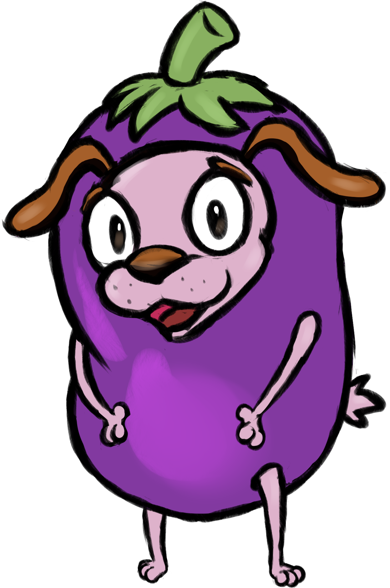 Courageous Eggplant - Cartoon Clipart (1585x2000), Png Download