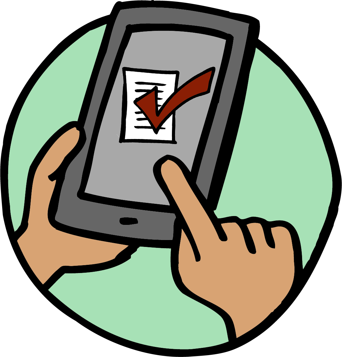 Smartphone With Finger Pointing To Check Mark On Screen - Coloriage Tablette Clipart (1088x1135), Png Download