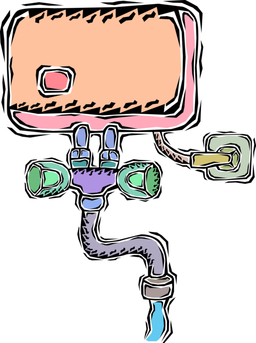 Vector Illustration Of Bathroom Water Heater Tank Clipart (524x700), Png Download
