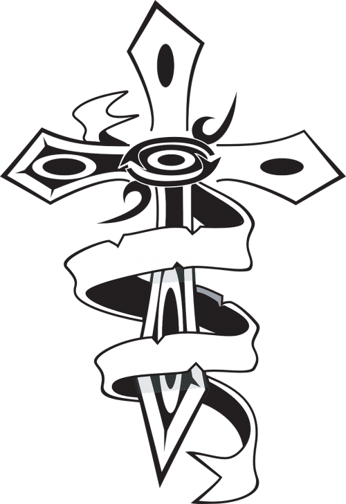 Cross With Ribbons Clipart (500x728), Png Download