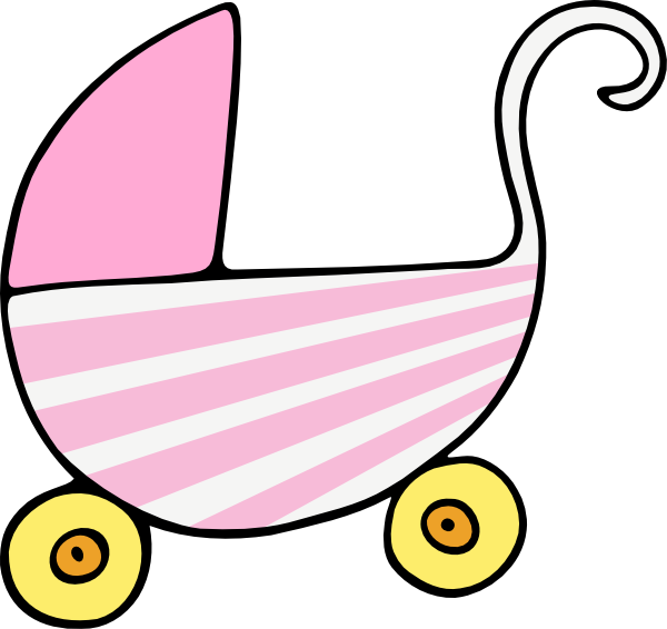 Girl Baby Stroller Greeting Cards Clipart (600x566), Png Download