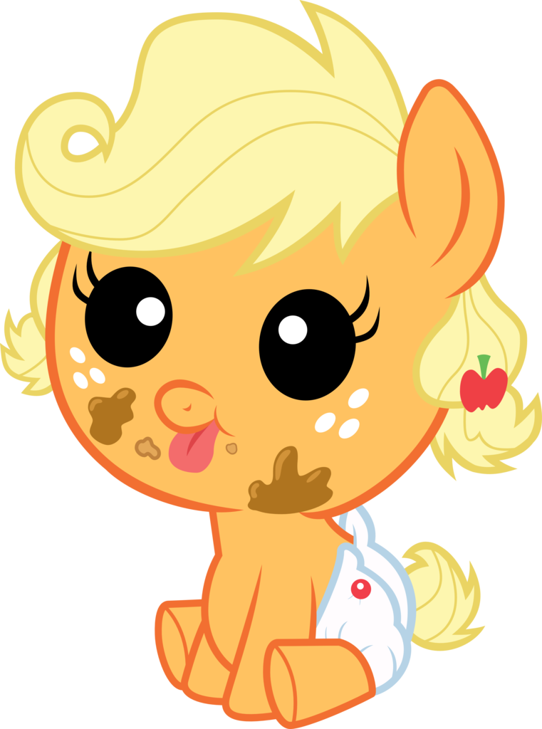 Pilot231, Babyjack, Cute, Diaper, Dirty, Foal, - Mlp Baby Applejack Clipart (761x1024), Png Download