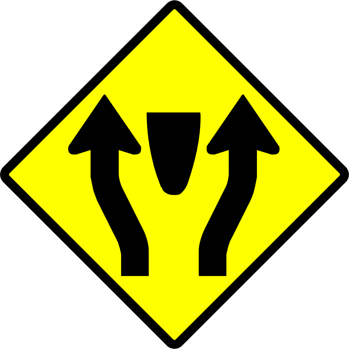 Indonesia New Road Sign 4c3 - Divided Highway Begins Sign Clipart (1141x1145), Png Download