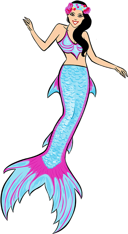 Alt Text Here - Realistic Mermaid Cartoon Clipart (453x800), Png Download