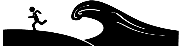 Evacuate From The Tsunami - Tsunami Silhouette Clipart (640x480), Png Download