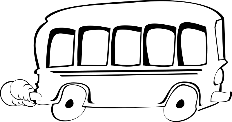 Bus Travel Information - Bus Cartoon Black And White Png Clipart (800x421), Png Download