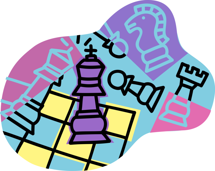 Vector Illustration Of Game Of Chess Strategy Board - Chess Clipart (877x700), Png Download