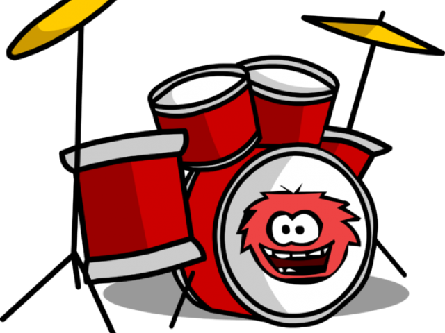 Drum Clipart Club Penguin - Red Drum Kit Clip Art - Png Download (640x480), Png Download
