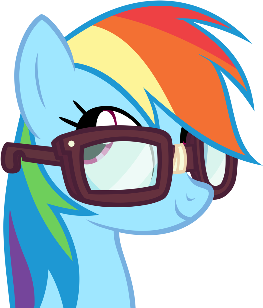 Nerd Transparent Rainbow - Rainbow Dash Wearing Glasses Clipart (878x1024), Png Download