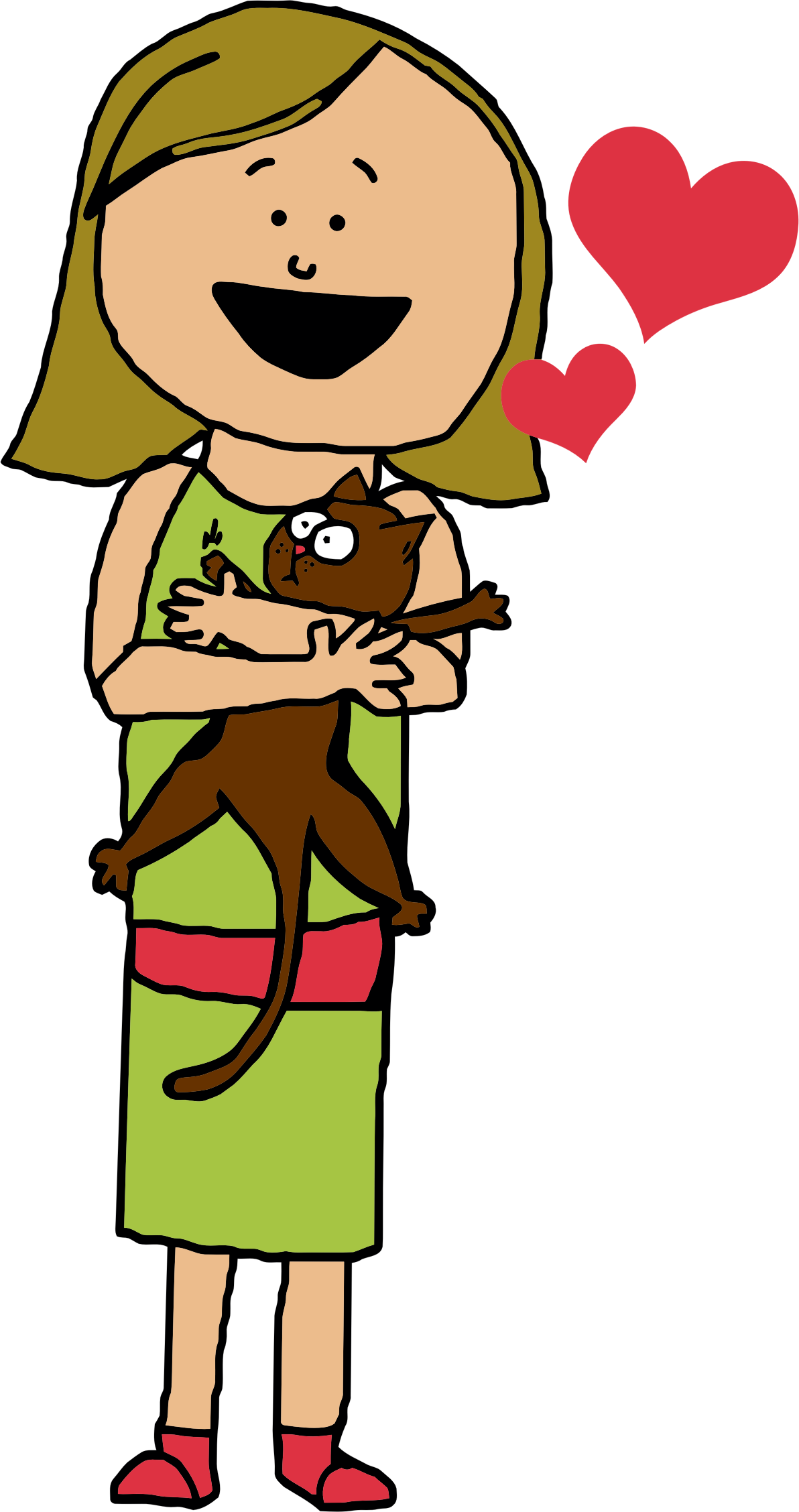 Girl Hugging Cat Clipart (1192x2256), Png Download