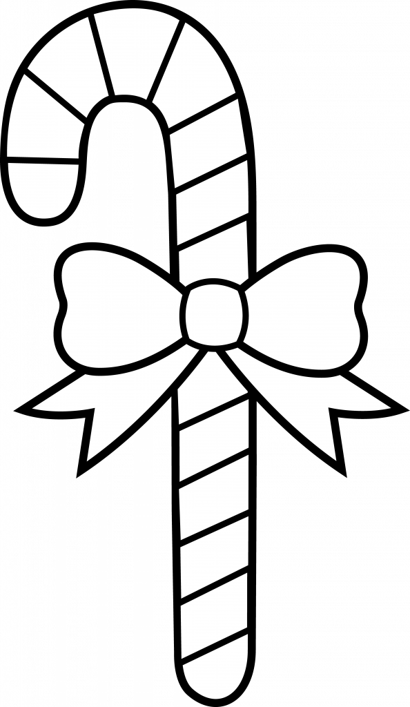 Candy Cane Coloring Page - Christmas Candy Cane Drawing Clipart (594x1024), Png Download
