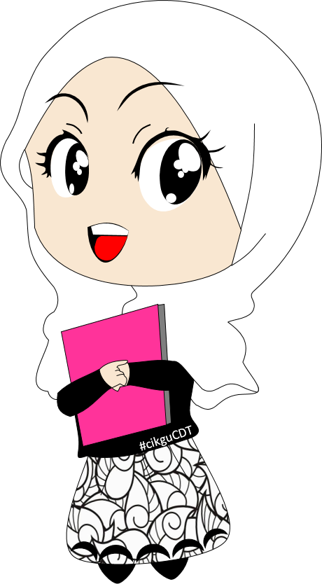 Girl Hijab Study Animation Transparent Background Clipart (460x834), Png Download