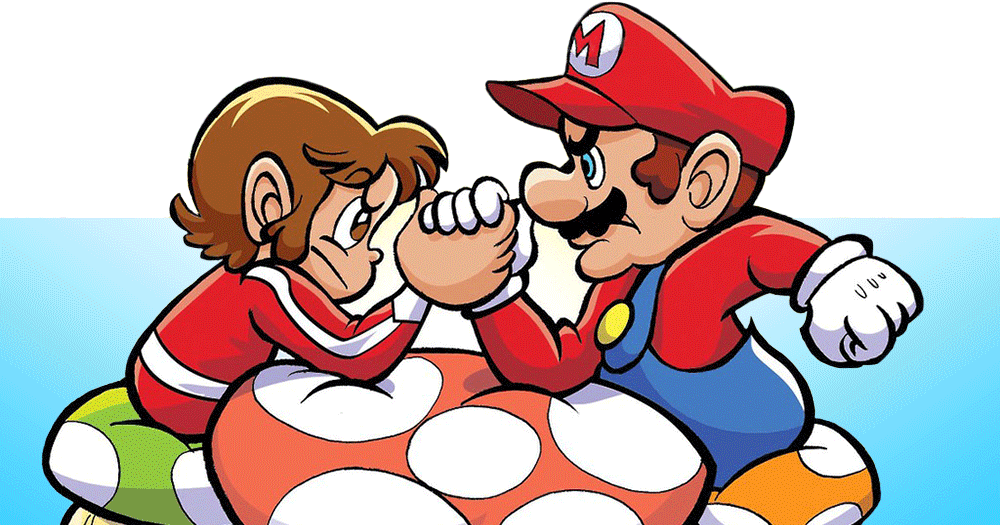 And The Smash Brothers Franchise Would Become An Arm-wrestling - Alex Kidd Vs Super Mario Clipart (1000x525), Png Download