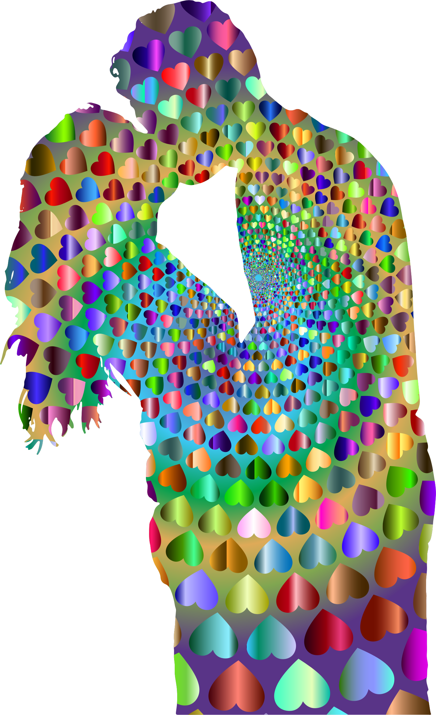 Kissing Couple Hearts Variation - Kiss Clipart (1410x2308), Png Download