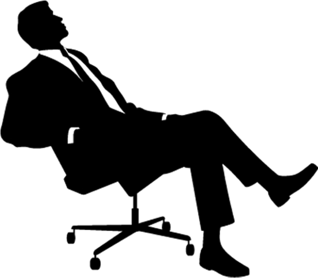 [ Img] - Man Sitting In Chair Silhouette Clipart (637x653), Png Download