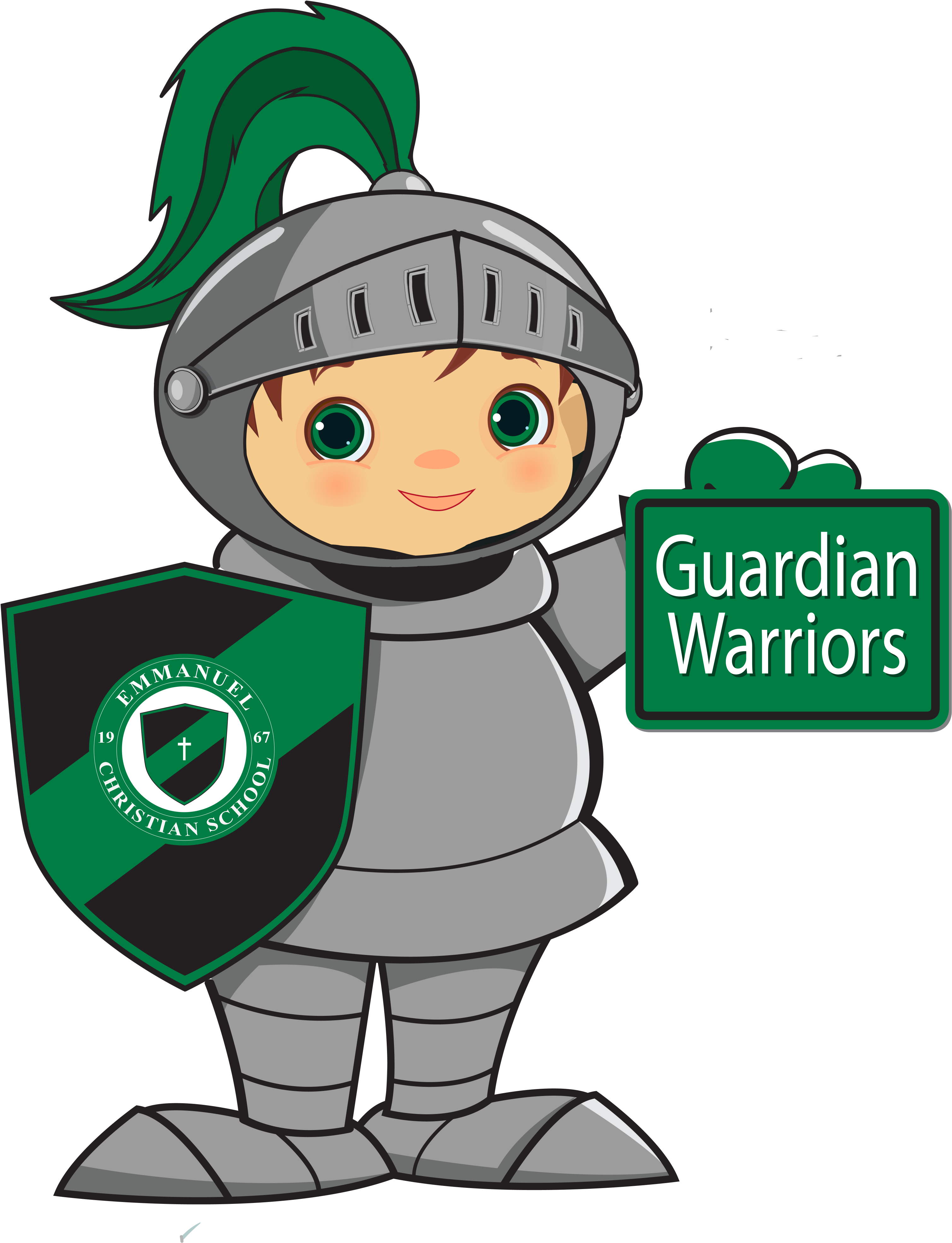 Emmanuel Christian School Elementary Guardian Warriors - Cartoon Clipart (3224x4037), Png Download