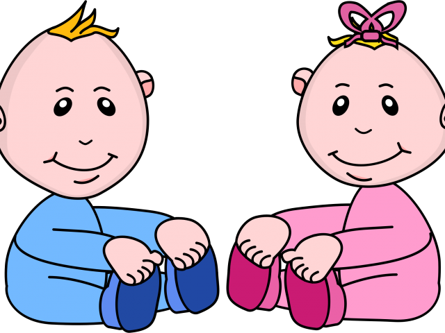 Baby Girl Clipart Boy - Pink And Blue Babies Clipart - Png Download (640x480), Png Download