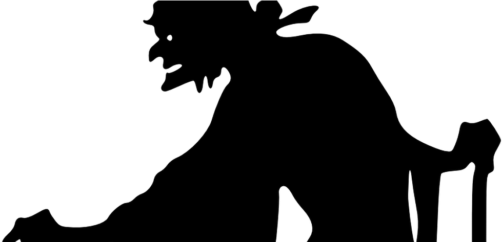 Witch - Standing Witch Black Clip - Png Download (1000x472), Png Download