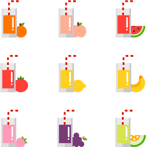 Fruit And Vegetable Juice Collection - Juice Flat Design Png Clipart (600x564), Png Download