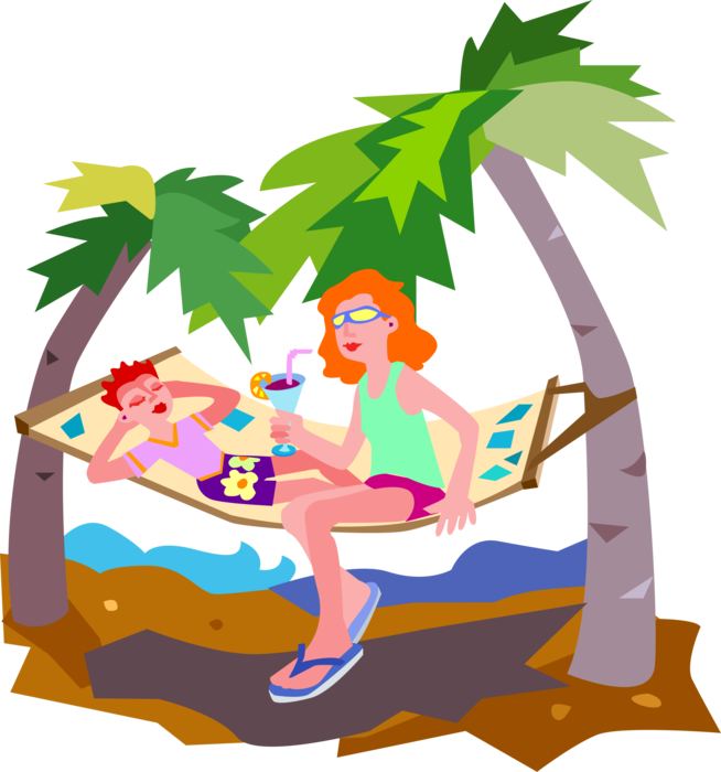 In Summer Sun Vector Image Illustration Of - Hammock Clipart - Png Download (654x700), Png Download