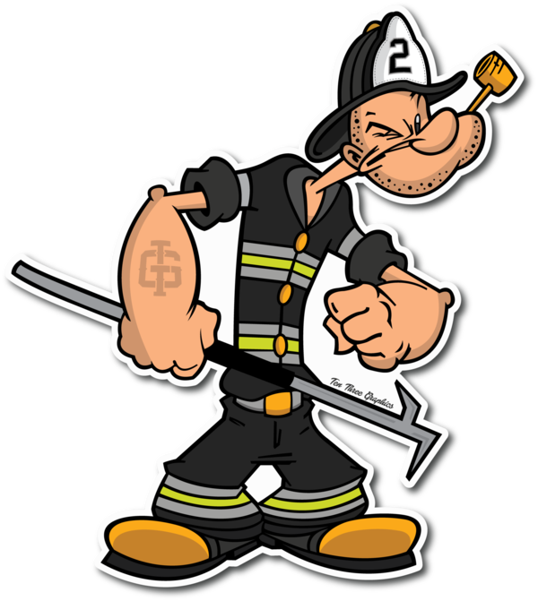 Engine Man Decal Pinterest Third And X - Popeye Bombero Clipart (600x671), Png Download