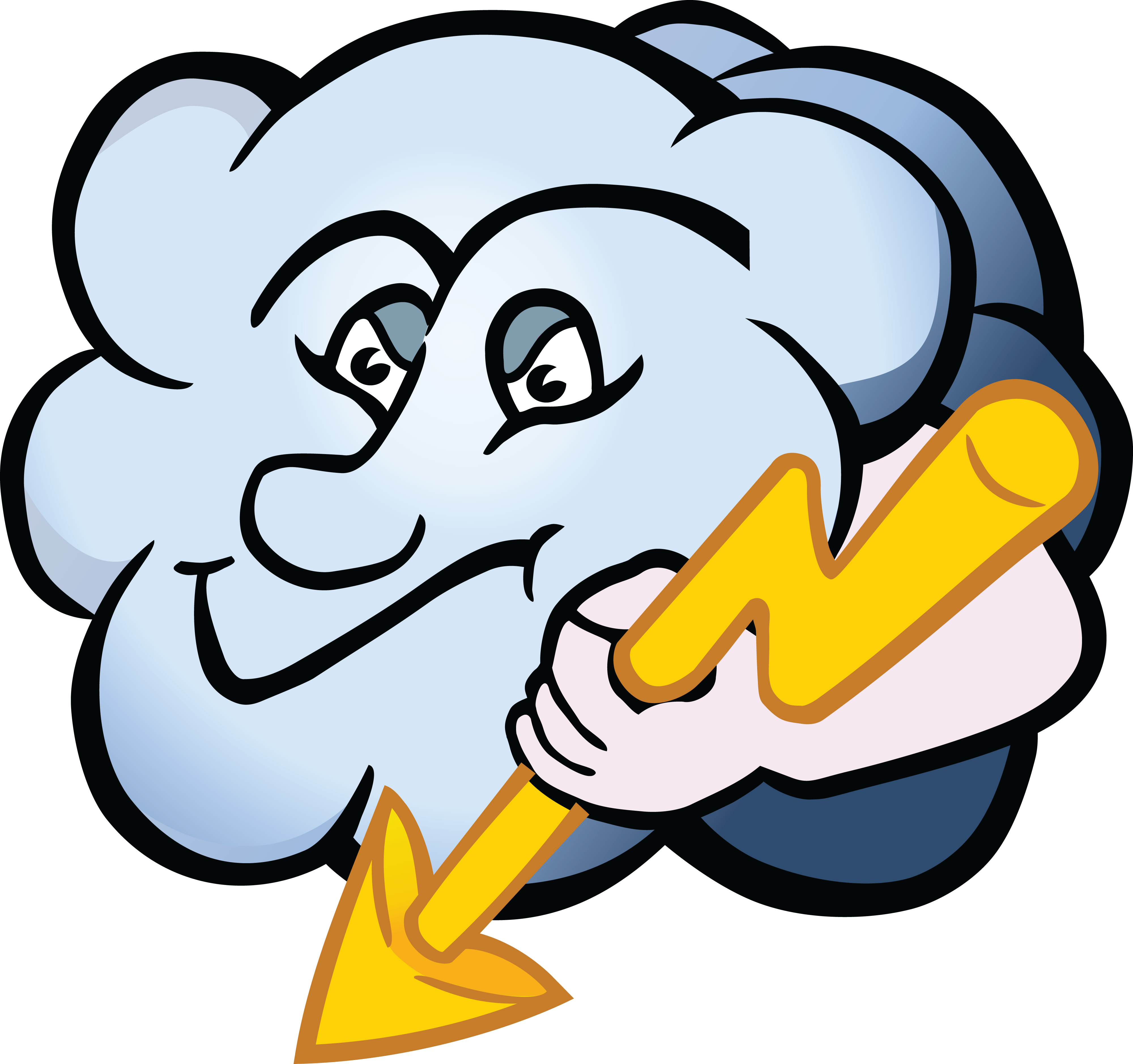 Free Clipart Of A Cloud Character Holding A Lightning - Clipart Blitz - Png Download (4000x3756), Png Download