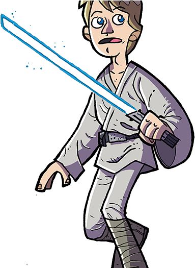 [star Wars] Luke Skywalker - Cartoon Clipart (1000x524), Png Download