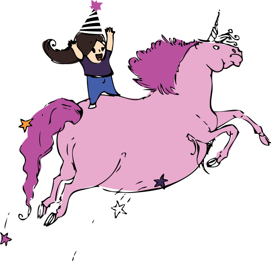 This Is What I Imagine How You Picture Me In Your Mind - Riding A Pink Unicorn Clipart (900x869), Png Download