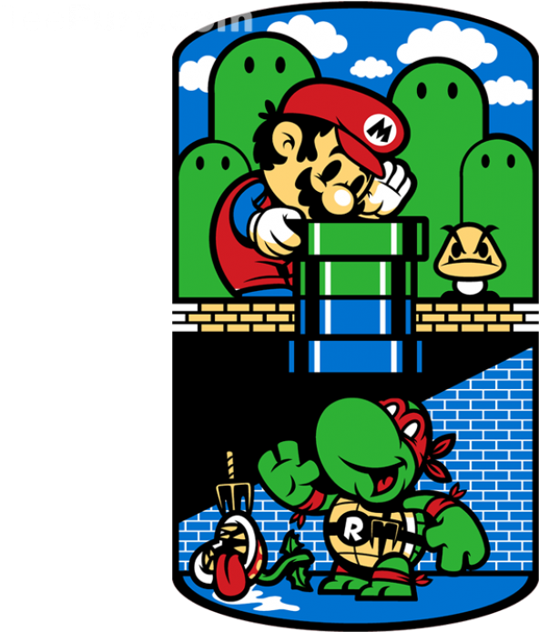 "help A Brother Out" - Mario And Ninja Turtles Clipart (799x706), Png Download