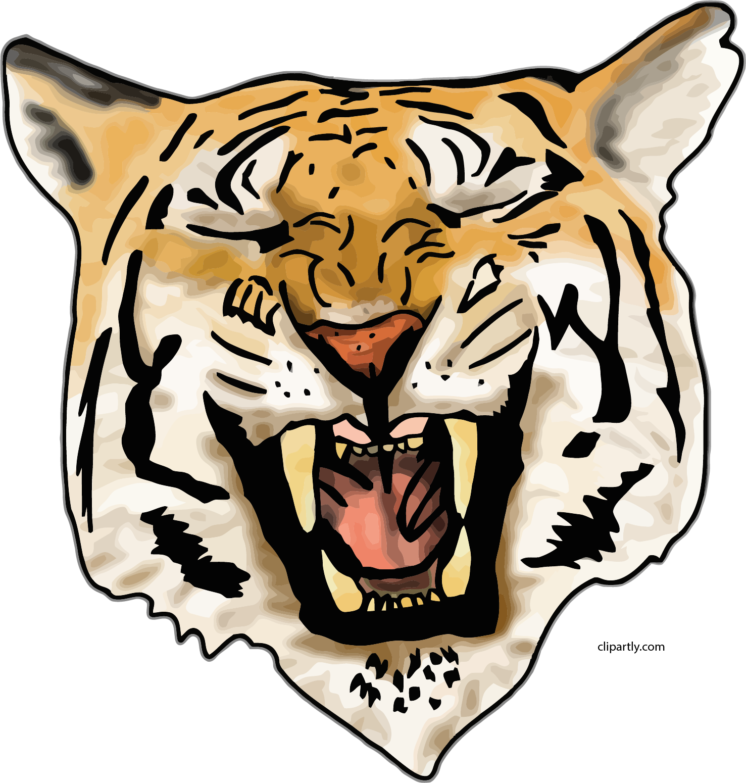 Laugh Tiger Face Clipart Png - เสือ กราฟ ฟิ ค Transparent Png (1477x1550), Png Download