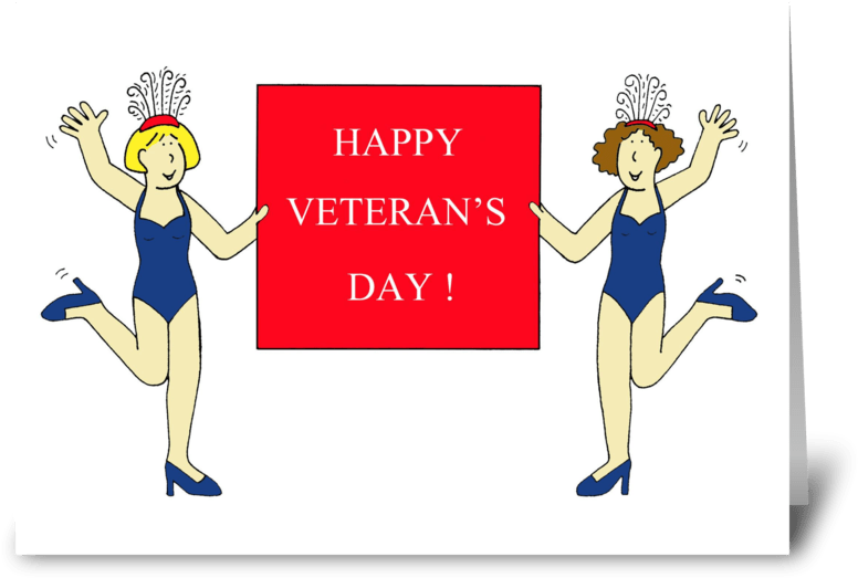 Burlesque Veteran's Day Greeting Card - Veterans Day Cartoon Burlesque Ladies. Card Clipart (848x698), Png Download
