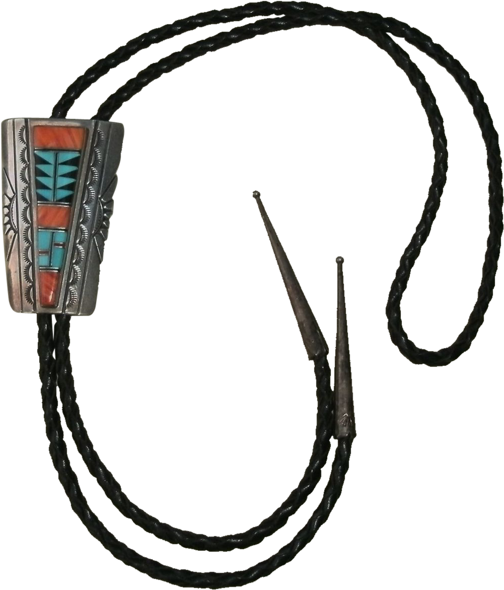 Exceptional Vintage Sterling Silver Navajo Bolo Tie - Bolo Tie Clipart (1170x1170), Png Download