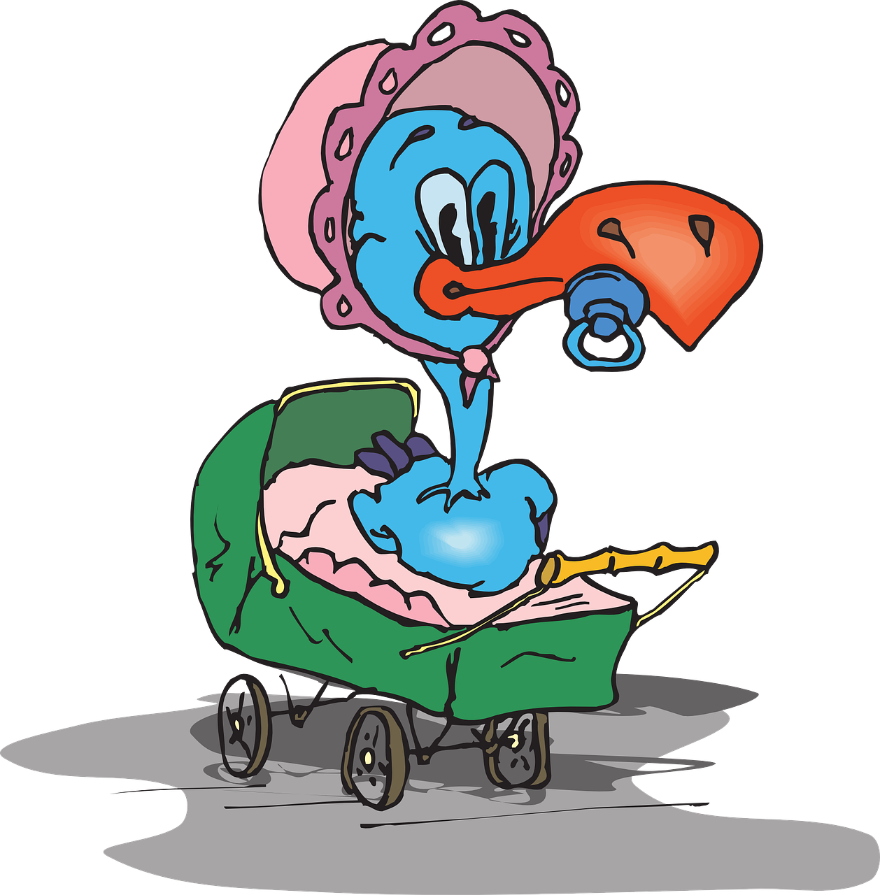 Vector Graphics,free Pictures - Bird With A Babys Dummy Clipart (1258x1280), Png Download