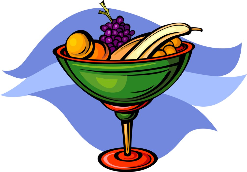Vector Illustration Of Bowl Of Fruit With Bananas, - Classic Cocktail Clipart (1005x700), Png Download