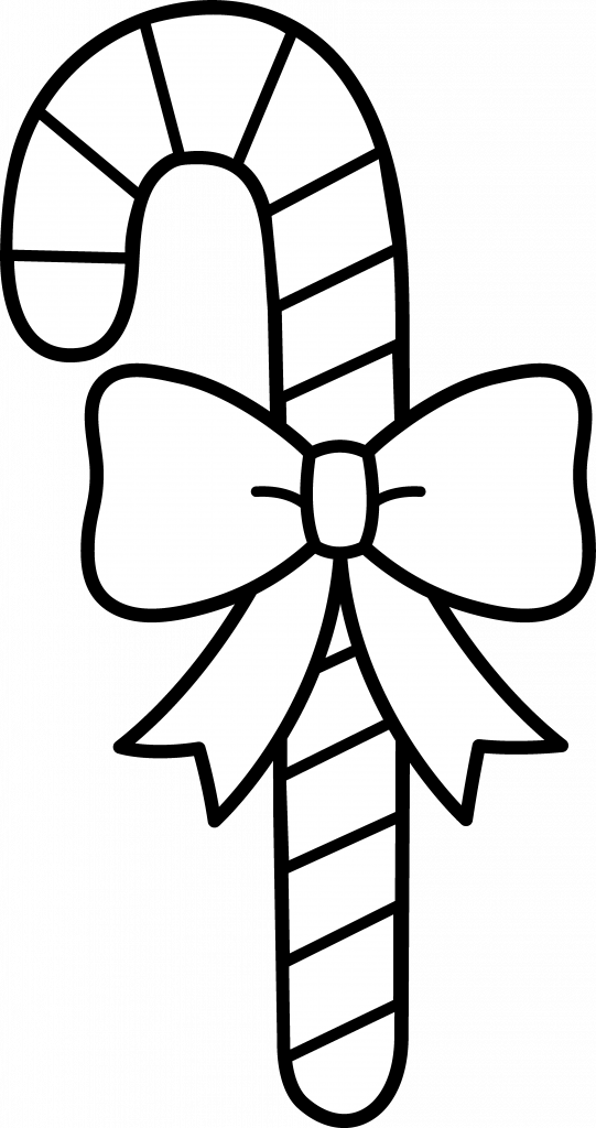 Drawing Candy Coloring - Candy Cane Black And White Clipart (541x1024), Png Download