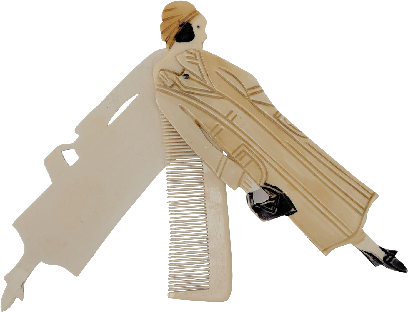 Vintage Celluloid Women's Figural Comb German Made - Jewellery Clipart (1386x1386), Png Download