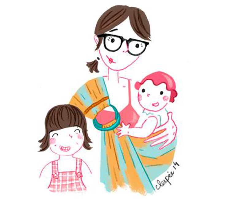Mummy's Little Girl - Cartoon Clipart (750x657), Png Download