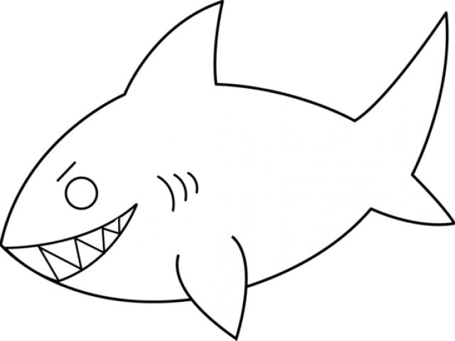 Shark Line Art - Animal Picture Black And White Outline Clipart (640x480), Png Download