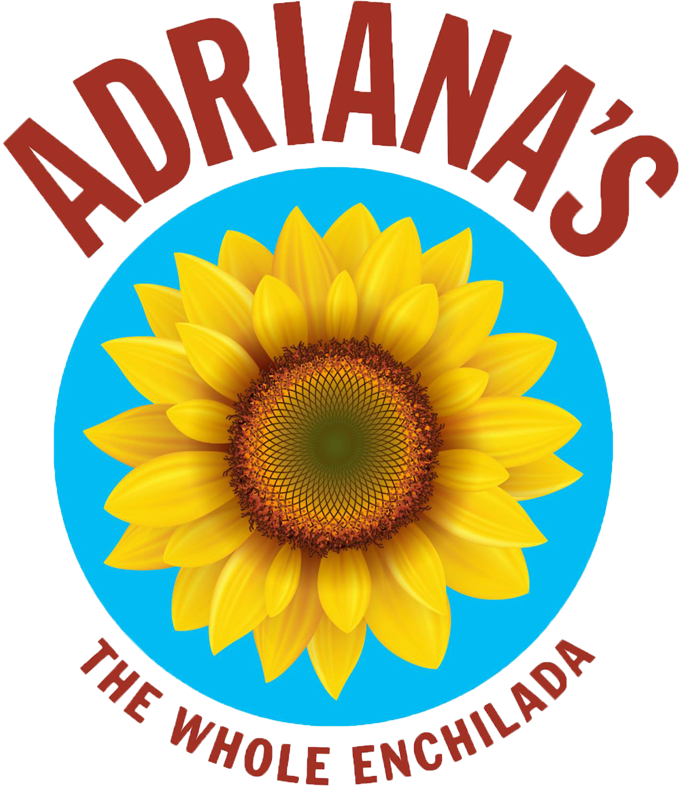 Menu Adrianas The Whole Enchilada Logo - Vector Sunflower, Realistic Square Sticker 3" X 3" Clipart (1829x2048), Png Download