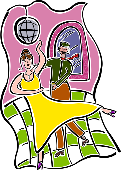 Vector Illustration Of Ballroom Dancing With Male And Clipart (497x700), Png Download