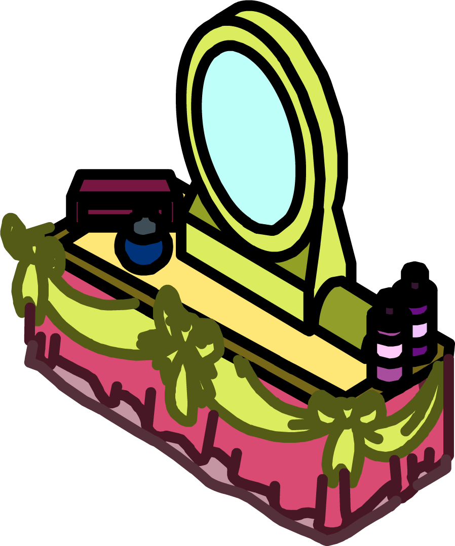 Makeup Clipart Dressing Room Mirror - Club Penguin Dressing Table - Png Download (898x1079), Png Download