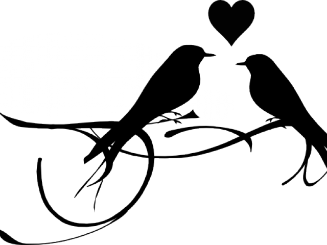 Love Birds Black And White Clipart (640x480), Png Download