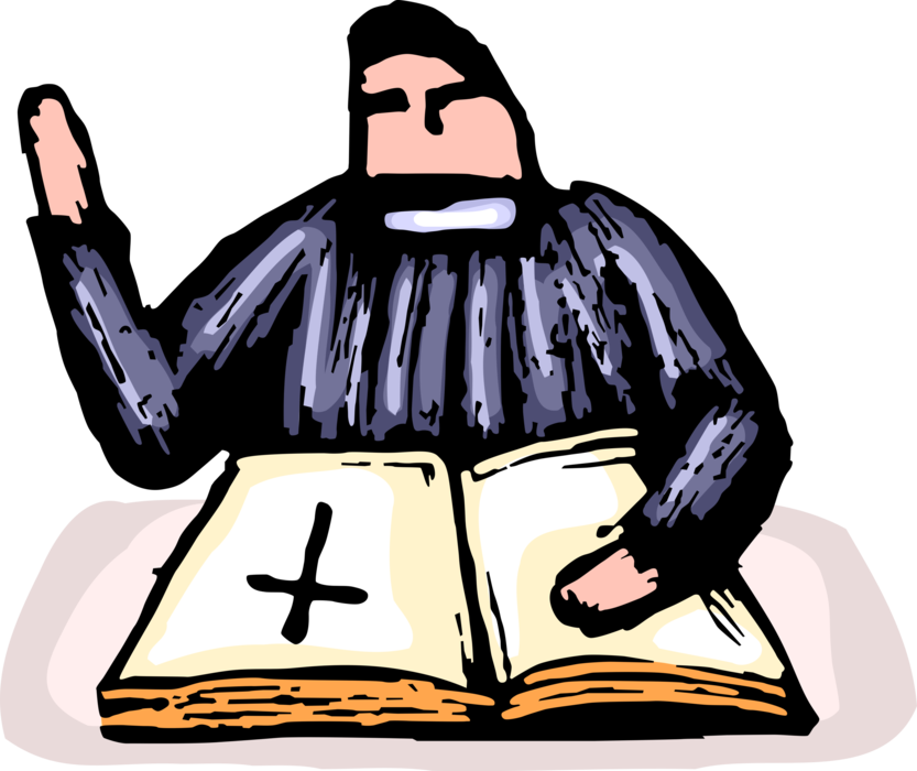 Vector Illustration Of Christian Minister Priest Preaching - Priest Clipart (833x700), Png Download