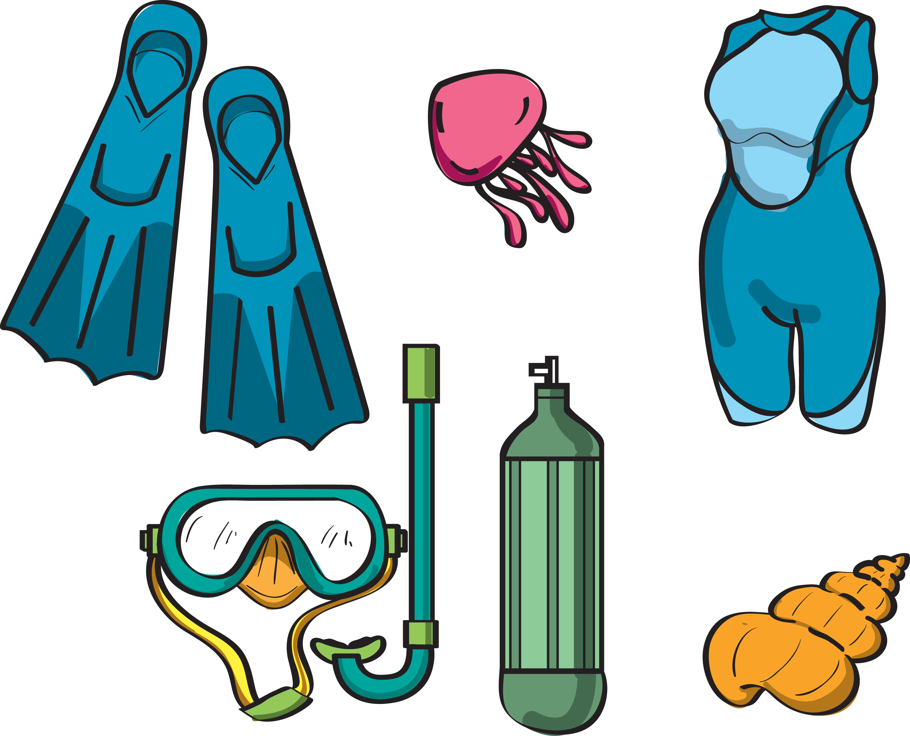 Download Clipart Boy Diving Scuba Diving Gear Drawing Png Download