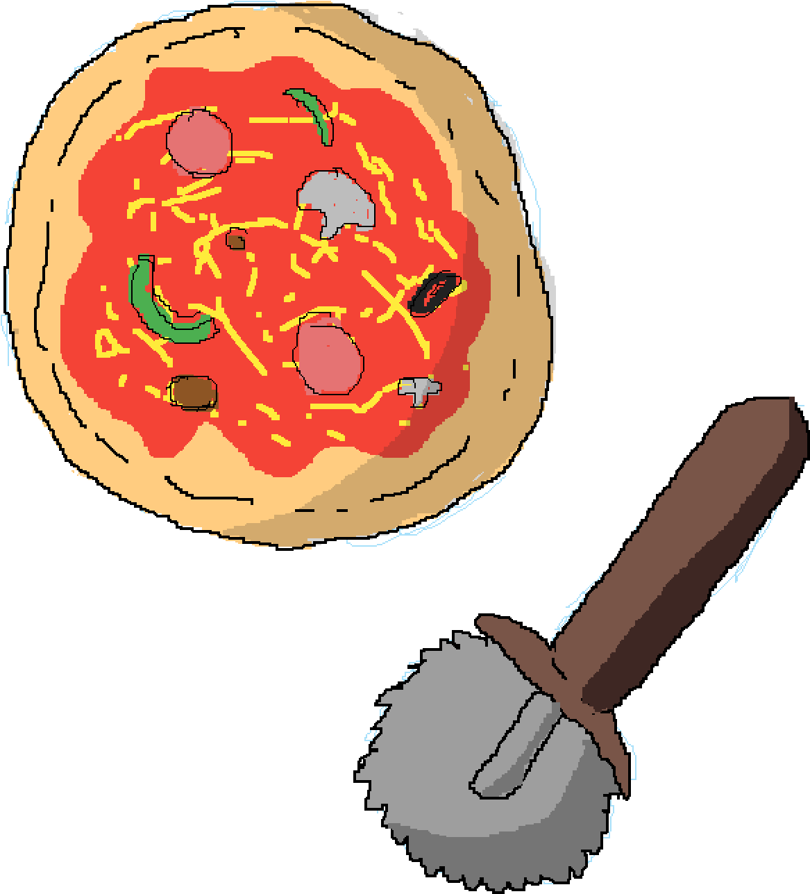 Pizza Cutting - Baked Goods Clipart (1400x1400), Png Download