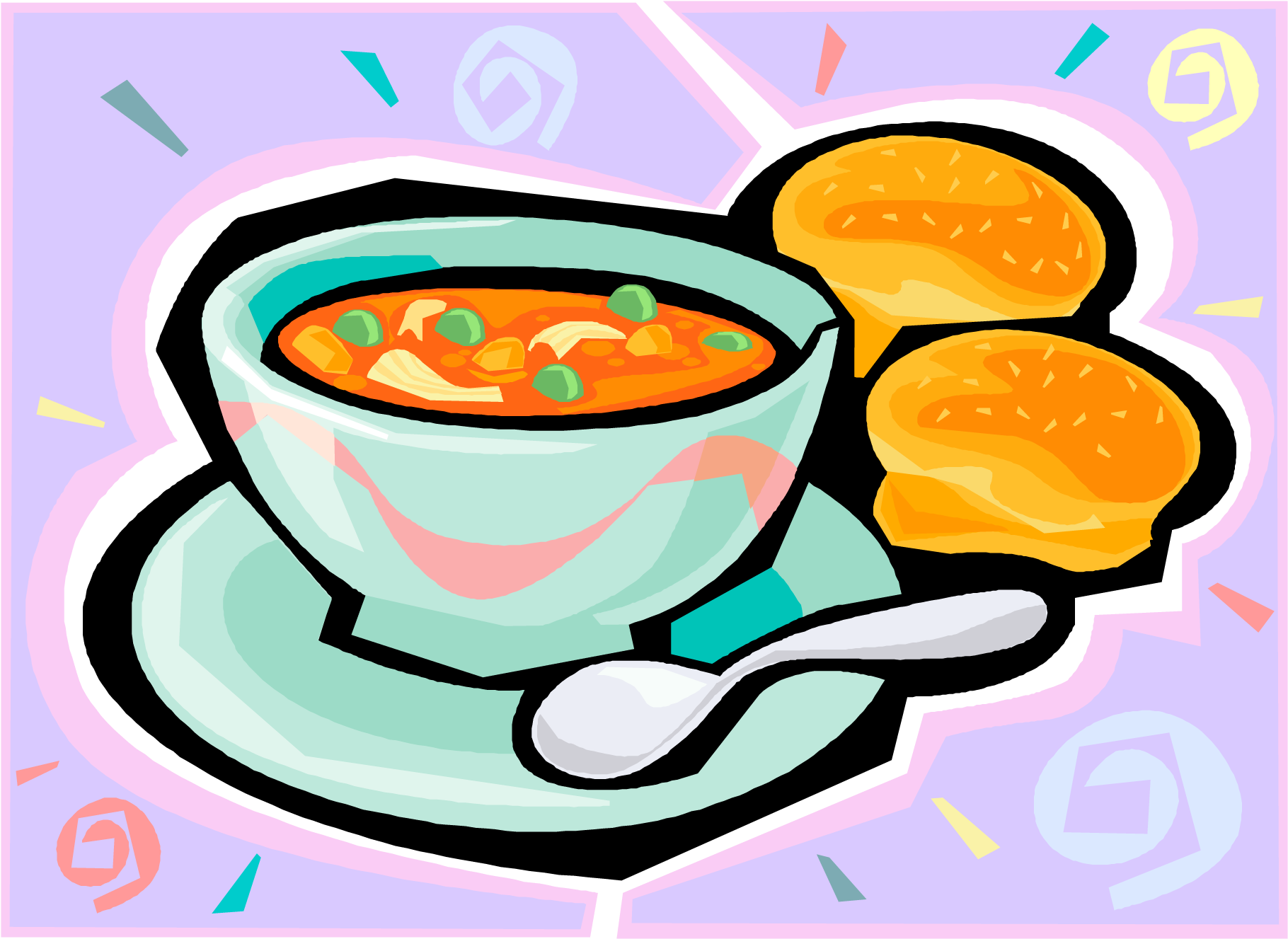 Soup Clipart Vegetable Soup - Chili And Cornbread Clipart - Png Download (962x700), Png Download