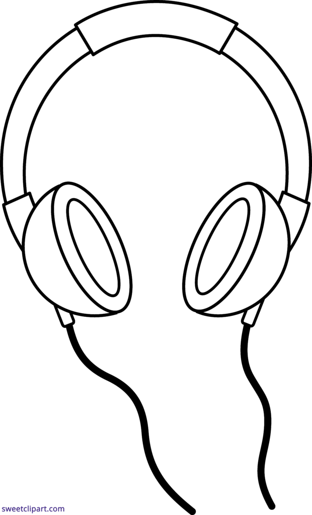 Headphones Line Art Clipart Clip - Headphones Black And White Clip Art - Png Download (620x1024), Png Download